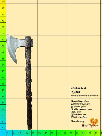 Stean LARP Axt Einhand Trollfelsen Maße